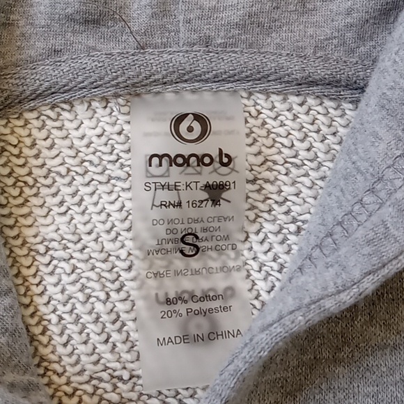 Mono B Slit Show Pullover Crop Hoodie Gray Size S - Picture 9 of 9